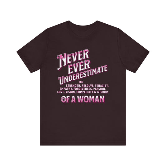Never Underestimate A Woman Unisex Jersey Short Sleeve Tee