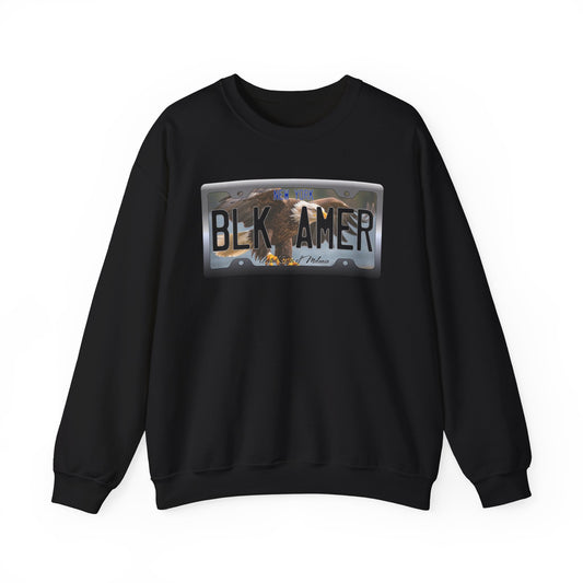 Black American Personalized Melaninated Vanity License Plate Unisex Heavy Blend™ Crewneck Sweatshirt