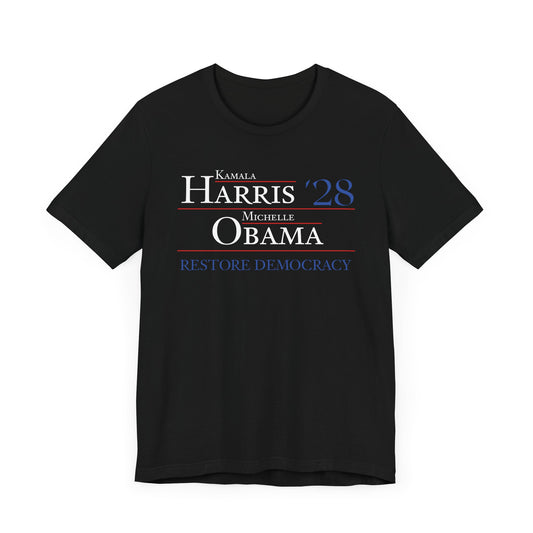Kamala Harris, President - Michelle Obama, Vice President 2028 Short Sleeve Tee